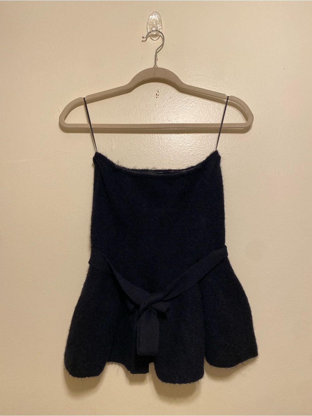 Zara black  Strapless Peplum Camisole with Waist Tie. Size S. Style 4331/105/401